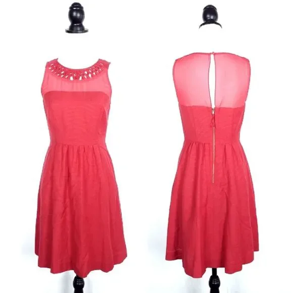 Anthropologie Maeve Red Lattice Dress - Picture 2 of 8